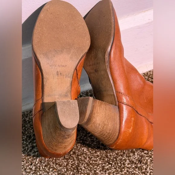 Madewell Billie Boots genuine leather stacked heel coffee Size 6.5 - Picture 4 of 11